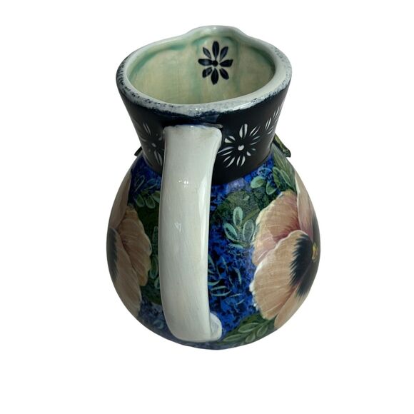 lesal ceramics lisa lindberg floral handpainted pitcher - Picture 7 of 12